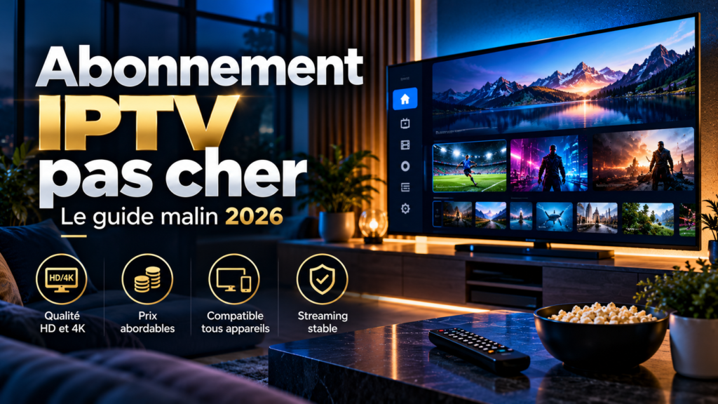 Abonnement IPTV pas cher : bannière guide comparatif 2026