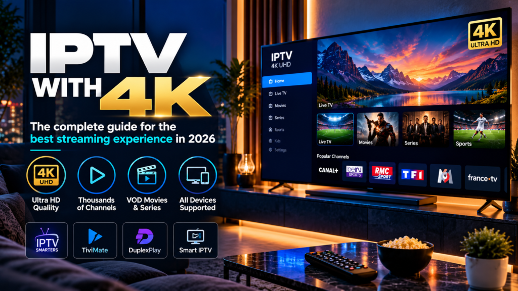 IPTV with 4K : guide de streaming UHD 2026 sur téléviseur et appareils compatibles